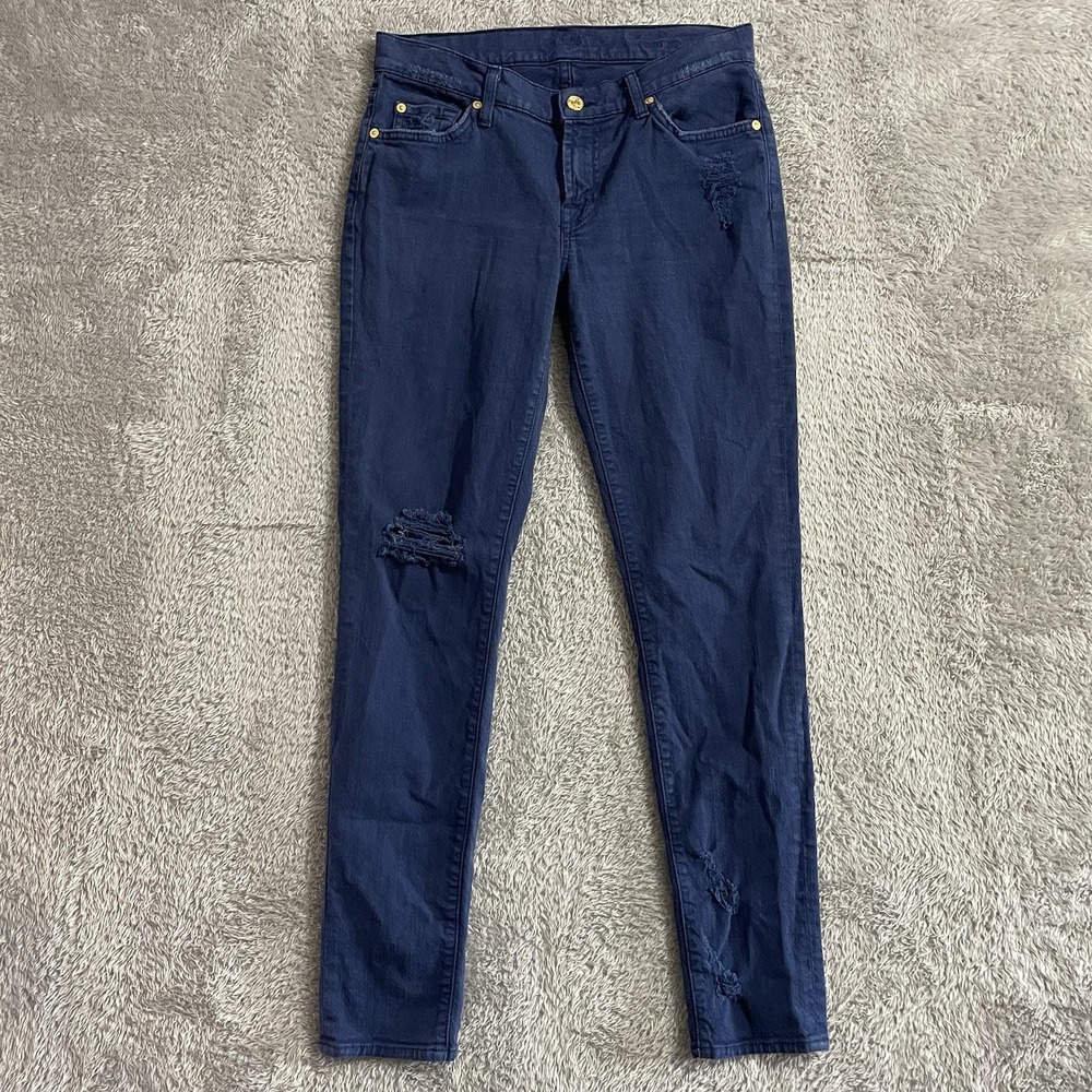 7 For All Mankind Jeans Womens 28 The‎ Slim Cigarette Dark Wash Low Rise Denim